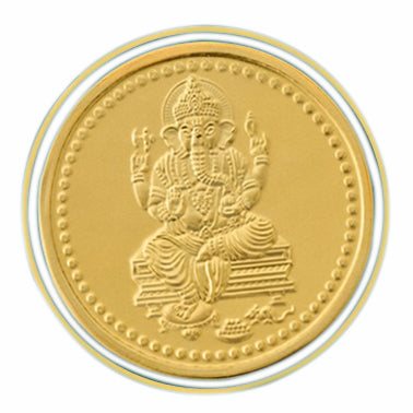 Ganesha Ganpati Jet Gems Gold Coin 100 mg