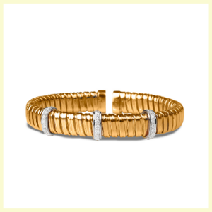 Tri-Partout Elegant Cuff Bangle by Jet Gems Fine Jewellery Diamond and Gold