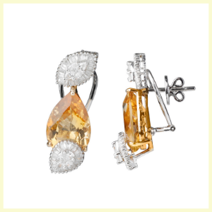 Citrine Diamond Earrings Pearl Drop Earrings By Jet Gems Fine Jewellery