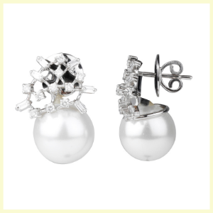 Toile Pearl Drop Earrings by Jet Gems Fine Jewellery Diamond and Gold