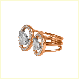 Diamond Cluster Double Head Ring by Jet Gems Fine Jewellery