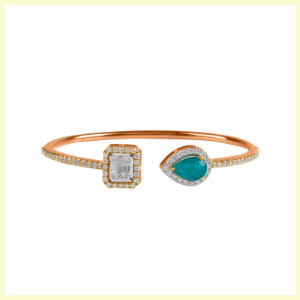 Green Cluster Twister Bangle by Jet Gems fine Jewellery