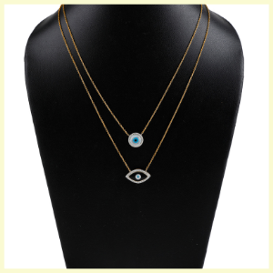 Layered Evil Eye Chain Necklace by Jet Gems Fine Jewellery Diamond and Gold