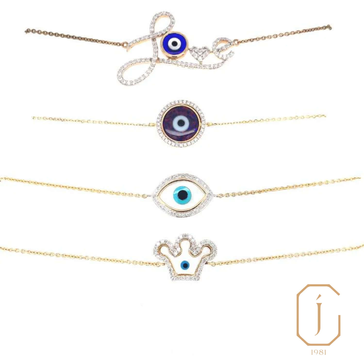Jet Gems Evil Eye Collection made in India fine gold