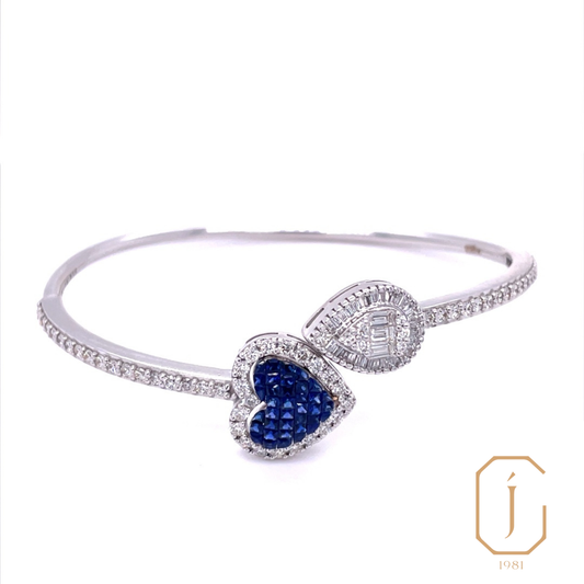 Miracle Heart Diamond Bangle Deep Blue