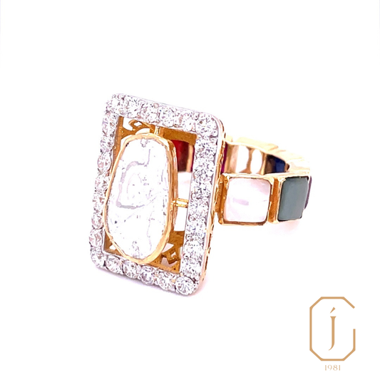 Navratna Polki Statement Ring