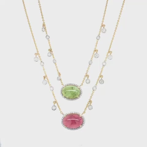 Pink Green Two Layer Chain Necklace – Jet Gems Fine Jewellery