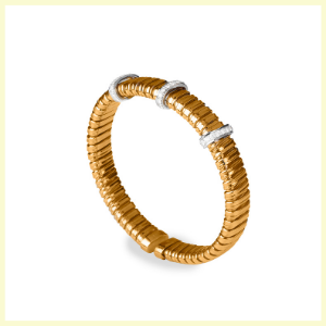 Tri-Partout Elegant Cuff Bangle by Jet Gems Fine Jewellery Diamond and Gold