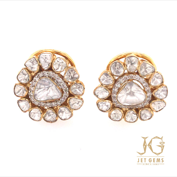 Enamel Jadau Uncut Diamond Earring by Jet Gems Fine Jewellery