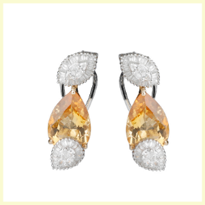 Citrine Diamond Earrings Pearl Drop Earrings By Jet Gems Fine Jewellery