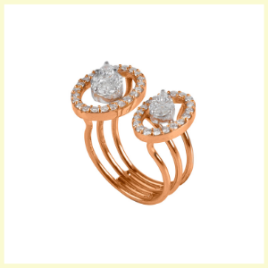 Diamond Cluster Double Head Ring by Jet Gems Fine Jewellery