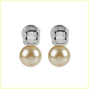 Pearl Cluster Drop Earrings by Jet Gems Fine Jewellery Diamond and Gold