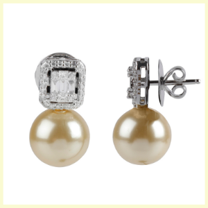Pearl Cluster Drop Earrings by Jet Gems Fine Jewellery Diamond and Gold