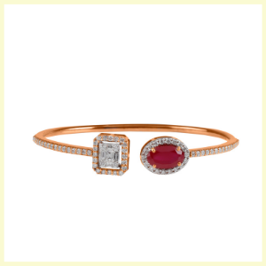Scarlet Cluster Twister Bangle by Jet Gems Fine Jewellery Diamond and Gold