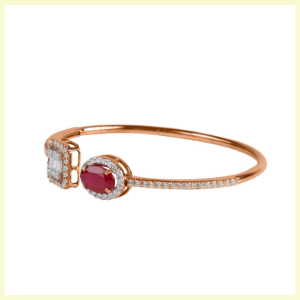Scarlet Cluster Twister Bangle by Jet Gems Fine Jewellery Diamond and Gold