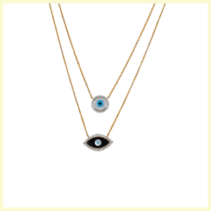 Layered Evil Eye Chain Necklace by Jet Gems Fine Jewellery Diamond and Gold