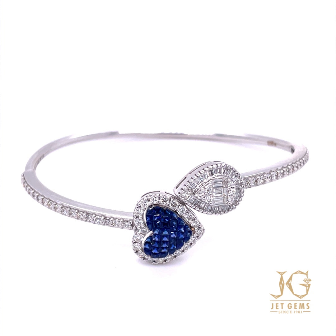 Miracle Heart Diamond Bangle Deep Blue