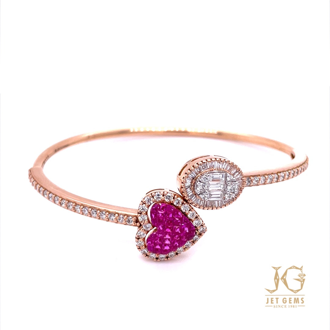 Miracle Heart Diamond Bangle Deep Pink